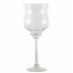 Photophore Bougeoir Porte Bougie Vase Porte Fleurs Plantes en Verre Blanc 15x15x35cm