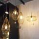 Superbe Suspension Cage Lustre Tendance Luminaire à Suspendre Plafonnier Eclairage 1 Ampoule en Acier Patiné Or 28x28x65cm