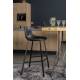 Lot de 2 Chaises de Bar Polyuréthane Franky Dutchbone Vintage Tendance Sièges Haut Noir 50x54x106cm