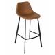 Lot de 2 Chaises de Bar Polyuréthane Franky Dutchbone Vintage Tendance Sièges Haut Marron 50x54x106cm
