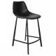 Lot de 2 Chaises de Bar Polyuréthane Franky Dutchbone Vintage Tendance Sièges Haut Noir 45x52x91cm