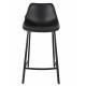Lot de 2 Chaises de Bar Polyuréthane Franky Dutchbone Vintage Tendance Sièges Haut Noir 45x52x91cm