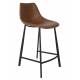 Lot de 2 Chaises de Bar Polyuréthane Franky Dutchbone Vintage Tendance Sièges Haut Marron 45x52x91cm