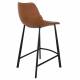 Lot de 2 Chaises de Bar Polyuréthane Franky Dutchbone Vintage Tendance Sièges Haut Marron 45x52x91cm