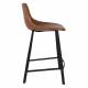 Lot de 2 Chaises de Bar Polyuréthane Franky Dutchbone Vintage Tendance Sièges Haut Marron 45x52x91cm