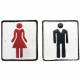 Lot de 2 Plaques Décoratives Symboles Homme Femme pour WC en Fonte Noir et Rouge 0,5x10x10cm