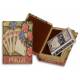 Boitier de Rangement Etui Motif Jeu de Cartes en Bois et Papier Vernis Multicolore 3x9,5x13,5cm