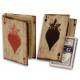 Boitier de Rangement Etui Motif Coeur Rouge Jeu de Cartes en Bois et Papier Vernis Multicolore 3x9,5x13,5cm