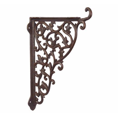 Equerre Credence Etagere Potence Murale Suspension en Fonte Patinée Marron Support 5,5x29x37,5cm
