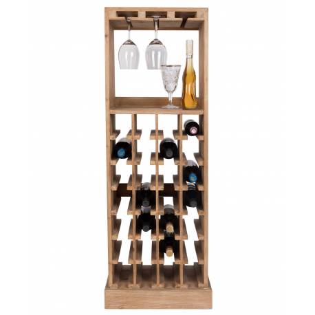 Sublime Vinothèque Claude Dutchbone Armoire à Vin Rangement Bouteilles Rampe Verres en Bois 31,5x43,5x118,5cm