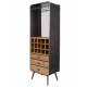 Sublime Vinothèque Vino Dutchbone Armoire à Vin Rangement Bouteilles Rampe Verres en Métal Gris et Bois 38x56x170cm