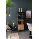 Sublime Vinothèque Vino Dutchbone Armoire à Vin Rangement Bouteilles Rampe Verres en Métal Gris et Bois 38x56x170cm
