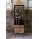 Sublime Vinothèque Vino Dutchbone Armoire à Vin Rangement Bouteilles Rampe Verres en Métal Gris et Bois 38x56x170cm