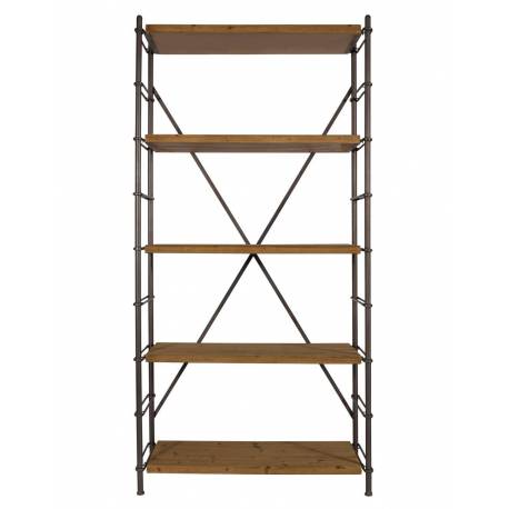 Étagère Iron Dutchbone Meuble Présentoir Echelle 5 Étagères en en Acier Mat Gris et Sapin 42x100x200cm