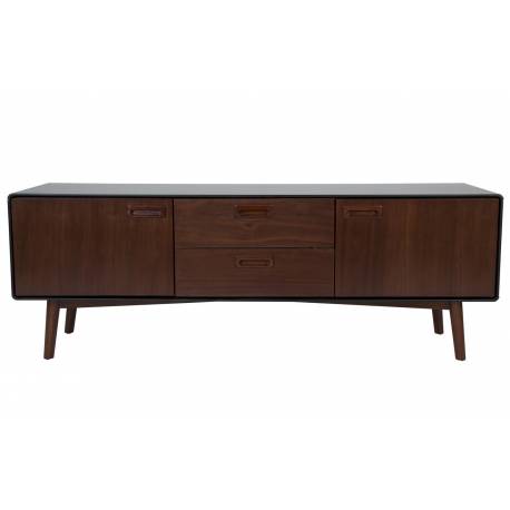 Meuble TV Juju Dutchbone Console Tiroirs Salon Rectangulaire Design Vintage Industriel en Bois Patiné Noyer 39,8x53x150cm
