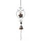 Suspension Cloche ou Décoration Murale Motifs Fleur à Accrocher en Fer Patiné Marron 7x15x70cm