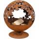 Véritable Braséro Sphérique sur Pied Brasier Rond Motifs Elan Forêt à Poser Extérieur en Fer Ancien Rouille 58x58x66cm