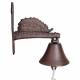 Cloche Sonnette Motif Hérisson Carillon Clochette de Porte Murale sur Crédence en Fonte Patinée Marron 11x20x21cm