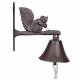 Cloche Sonnette Motif Écureuil Carillon Clochette de Porte Murale sur Crédence en Fonte Patinée Marron 11x20x21cm