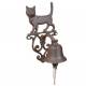 Cloche Sonnette Motif Chat Carillon Clochette de Porte Murale sur Crédence en Fonte Patinée Marron 13x14,5x24cm
