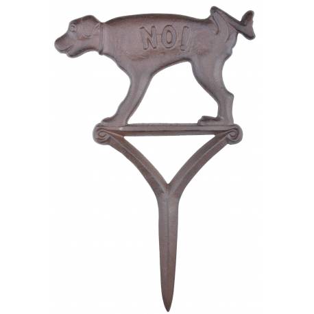 Tuteur Pic de Jardin Motif Chien Tige en Fonte Patinée Marron 1,5x20,5x31,5cm