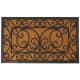 Tapis Gratte Pieds de Forme Rectangulaire ou Paillasson Motifs Volutes et Feuilles en Coco et Caoutchouc 1,1x45x75cm