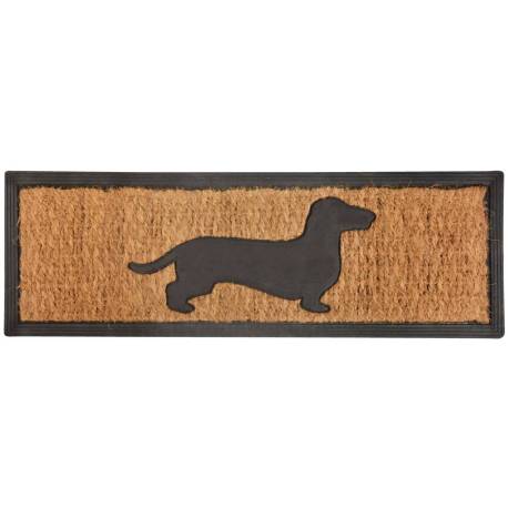 Tapis Gratte Pieds de Forme Rectangulaire ou Paillasson Motifs Chien en Coco et Caoutchouc 1x25x75cm