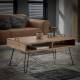 Table Basse Quadro Marque Hinsk Sellette Salon Console d'Appoint Bout de Canapé en Acier et Acacia 45x60x100cm