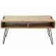 Table Basse Quadro Marque Hinsk Sellette Salon Console d'Appoint Bout de Canapé en Acier et Acacia 45x60x100cm