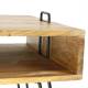 Table Basse Quadro Marque Hinsk Sellette Salon Console d'Appoint Bout de Canapé en Acier et Acacia 45x60x100cm