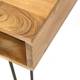 Table Basse Quadro Marque Hinsk Sellette Salon Console d'Appoint Bout de Canapé en Acier et Acacia 45x60x100cm