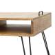 Table Basse Quadro Marque Hinsk Sellette Salon Console d'Appoint Bout de Canapé en Acier et Acacia 45x60x100cm