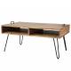 Table Basse Quadro Marque Hinsk Sellette Salon Console d'Appoint Bout de Canapé en Acier et Acacia 45x60x100cm