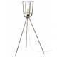 Lampadaire Trépied Panier Hinsk Lampe Articulée Tendance Eclairage Industriel en Verre et Métal Patiné Argenté 30x30x134cm
