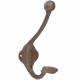 Patère Porte Manteaux Murale ou Porte Serviettes avec 2 Crochets en Fonte Patinée Marron 6x8,3x17,2cm