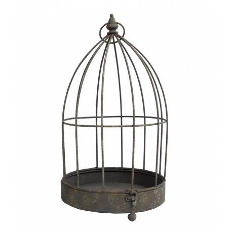 Petite Cage à Oiseaux Photophore Intérieur Ou Extérieur Volière Décorative Ronde En Fer Patiné Marron 245x245x45cm