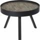 Table Basse Nagoya Athezza Console Tablette de Salon Forme Ronde en Acier Noir et Teck Naturel 42x58x58cm