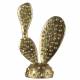 Sculpture de Cactus Plat Design Statue Décoration Contemporaine en Fonte d'Aluminium Patinée Or 6x16x22cm