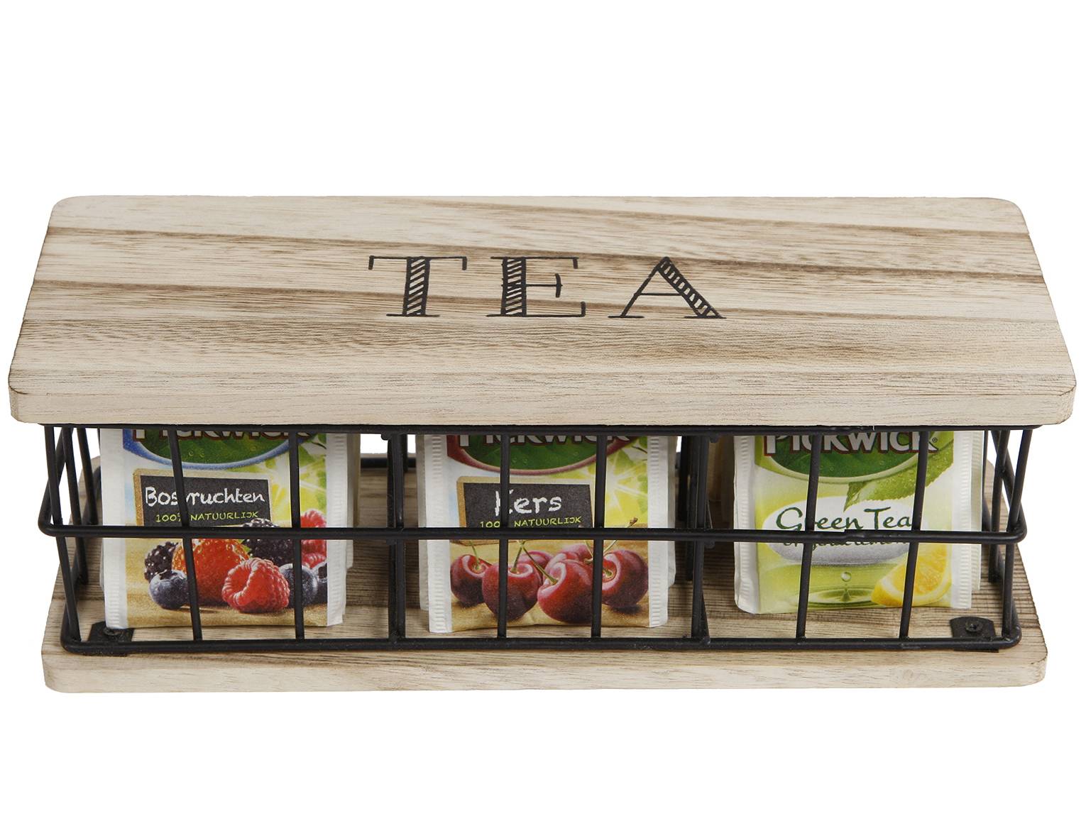Boîte à thé en bois 4 compartiments - Boîtes à thé : Buffet Plus