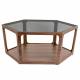 Table Basse Sita Dutchbone Console de Salon Forme Héxagonale Bois et Verre 34x92,5x92,5cm