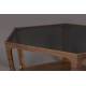 Table Basse Sita Dutchbone Console de Salon Forme Héxagonale Bois et Verre 34x92,5x92,5cm
