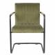 Fauteuil Lounge Chaise Velours Vert Olive Stitched Dutchbone Style Rétro 58x66x83cm