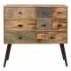Commode San Woody Chiffonnier Meuble de Rangement Scandi en Bois et Acier 31x89x90cm