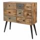 Commode San Woody Chiffonnier Meuble de Rangement Scandi en Bois et Acier 31x89x90cm