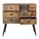 Commode San Woody Chiffonnier Meuble de Rangement Scandi en Bois et Acier 31x89x90cm