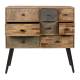 Commode San Woody Chiffonnier Meuble de Rangement Scandi en Bois et Acier 31x89x90cm