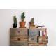 Commode San Woody Chiffonnier Meuble de Rangement Scandi en Bois et Acier 31x89x90cm