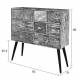 Commode San Woody Chiffonnier Meuble de Rangement Scandi en Bois et Acier 31x89x90cm