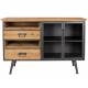 Bahut Damian Vaisselier Woody Buffet de Rangement Indus Acier et Sapin 40x75x113cm