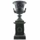 Vasque et Socle Géant Vase Jardinière Extérieur de Château en Fonte Grise 44x44x111cm